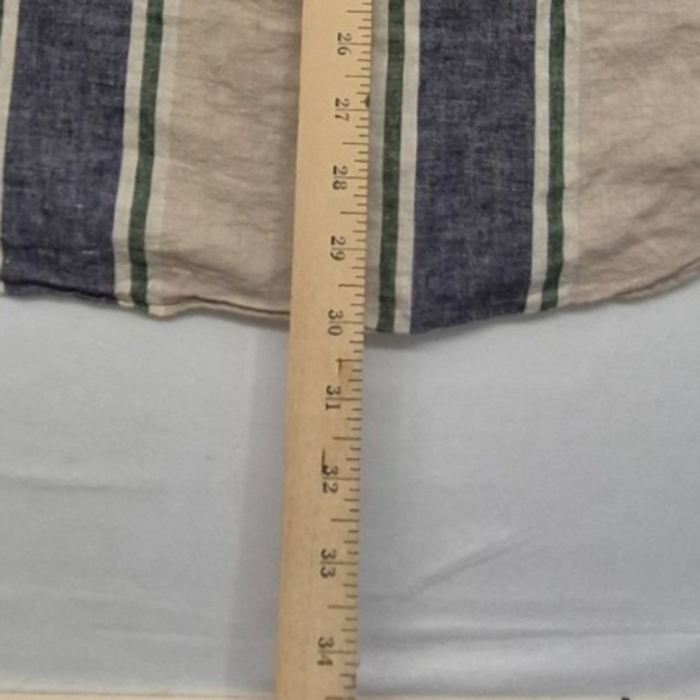VTG‎ Tommy Hilfiger men's tan striped LS button up shirt logo/pocket Linen Blend - Picture 10 of 12